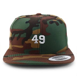 Trendy Apparel Shop Small Number 49 Embroidered Flatbill Snapback - Camo