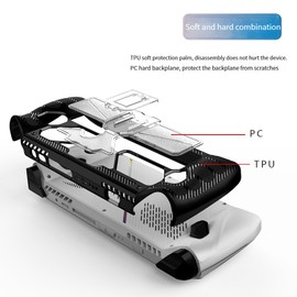 HUAYUWA Black Protective Case with Hard PC Bracket Compatible for ROG Ally 7" Gaming Handheld 2023 Soft TPU Cover Case Game Console Full Pretoction Case