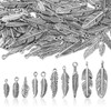Ornazy 100 pcs 10 Styles Tibetan Feather Charms Antique Silver