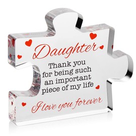 VELENTI VELENTI Daughter Gifts - Engraved Acrylic Block Puzzle Daughter Gift from Mom and Dad - Cute Father, Mother to Daughter Gifts Paperweights, Cool Girl Gifts for Home Dcor