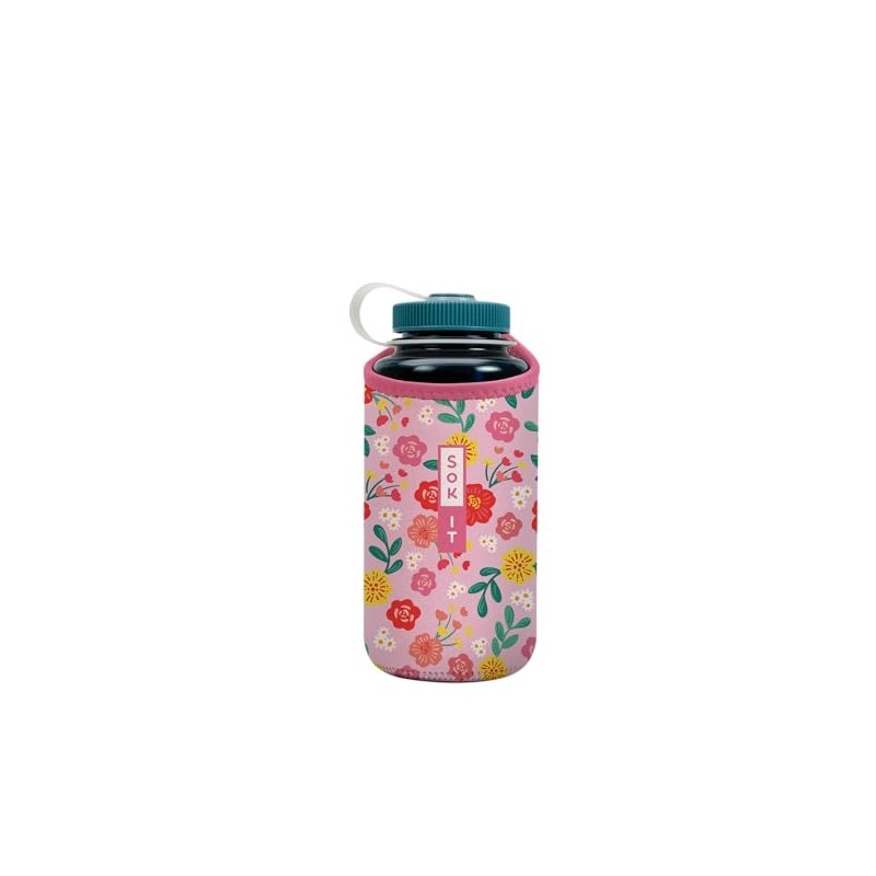 Sok It BotlSok Water Bottle Sleeve Insulated Neoprene Cover (Bloom