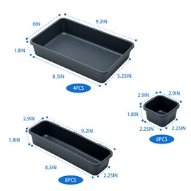 Gonice 18 PCS Black Desk Drawer Organizer Tray, Interlocking Drawer Organizers and Storage with 3 Sizes for Office, Bathroom, Kitchen, Makeup