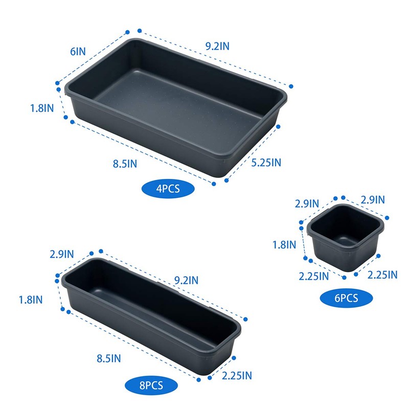Gonice 18 PCS Black Desk Drawer Organizer Tray, Interlocking Drawer