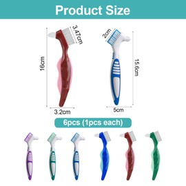 6 Pieces of Denture Cleaning Brush, Dental Care Tools, Double-Sided Denture Brushes, Denture Accessories.