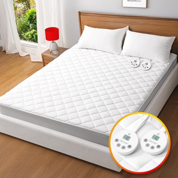 Valthie Heated Mattress Pad California King,Dual Control Electric Mattress Pad,Bed