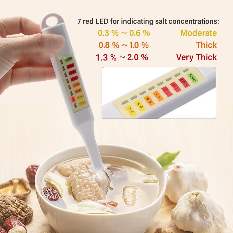 LiebeWH Handheld Food Salinity Tester Salinometer with LED Display Salt
