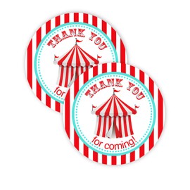 Circus Party Favor Stickers - 40 Favor Bag Stickers - Circus Thank You Tag - Circus Party Supplies - Carousel Party Decorations - Stickers B