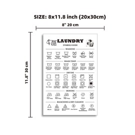 Noare Laundry Symbols Sign & Stain Removal Guide Magnet Cheat Sheet for Room Wall Art Decor 8x11.8 inch - Washing Drying Ironing & Bleaching Accessory