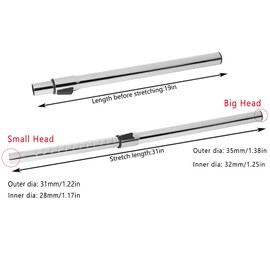 VideoPUP 1-1/4" Extension Wands Vacuum Cleaner Accessories, 32mm Vacuum Hose Chrome Wand Pipe Extent to 31inch (Hose)