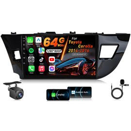 4Core 64G ROM Car Radio Stereo for Toyota Corolla 2014-2016: 5G-WiFi 10.1" 1280 * 800 Touch Screen Head Unit Wireless Carplay Android Auto Bluetooth GPS RDS EQ HiFi FM Mirror Link SWC Backup Camera