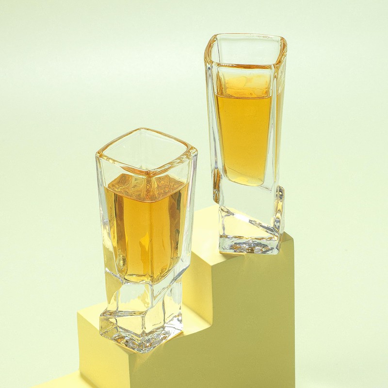 JoyJolt Carre Shot Glasses Square Heavy Base Shot Glass Set