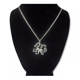 Real Metal SALE! Mystical Classic Dragon Silver Finish Pewter Necklace NK-9