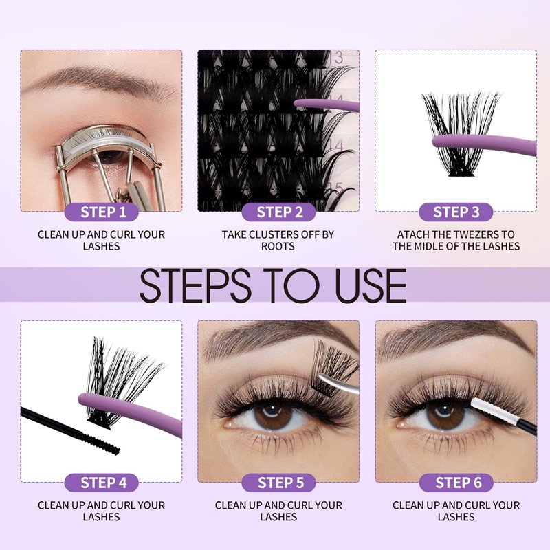 Cluster Lashes Kit Mixed 12-16mm 3D+40D D-Curl Wispy Individual Eyelashes