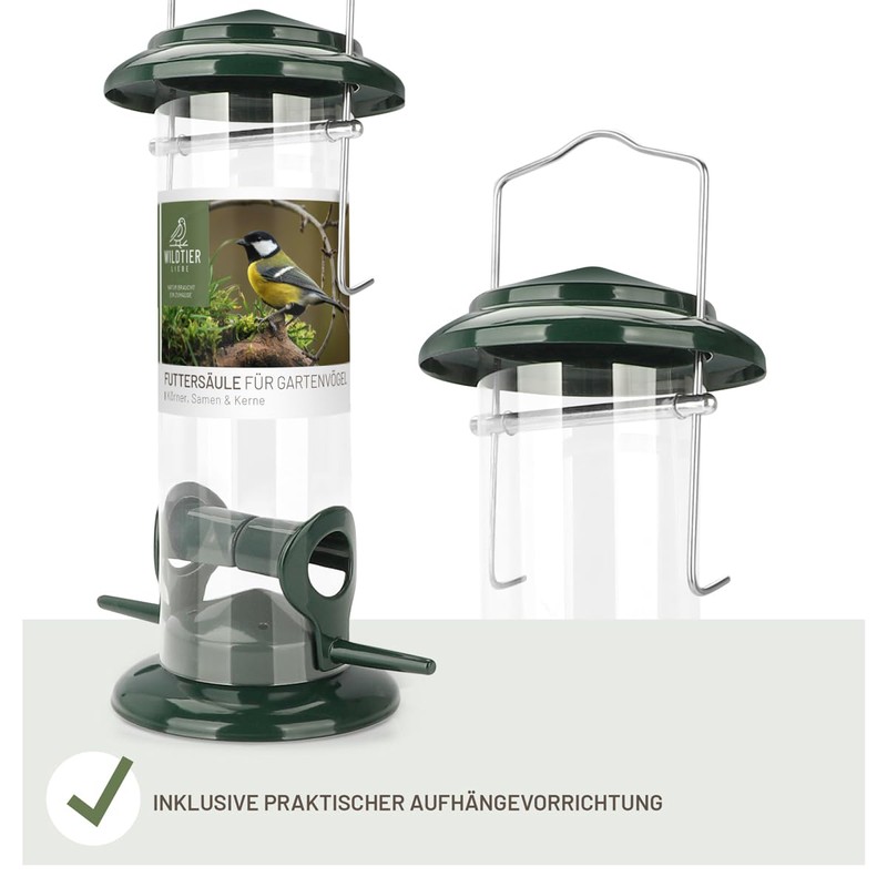 wildtier liebe Körner Feeding Column, Bird Feeder 23.5 cm, Green