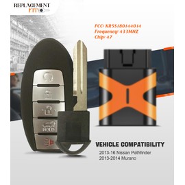 Extra-Partss 2 DIY Programmable Smart Remotes Replacement Kit for Nissan KR5S180144014 47 Chip fits 2013 2014 2015 2016 Pathfinder