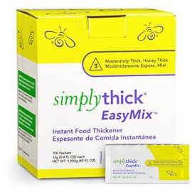 SimplyThick EasyMix | 100 Count of 12g Individual Packets | Gel Thickener for those with Dysphagia & Swallowing Disorders | Creates An IDDSI Level 3 - Moderately Thick (Honey Consistency)