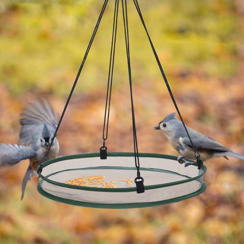 FoldTier 2 Pieces Universal Wild Bird Seed Catcher Hanging Hoop