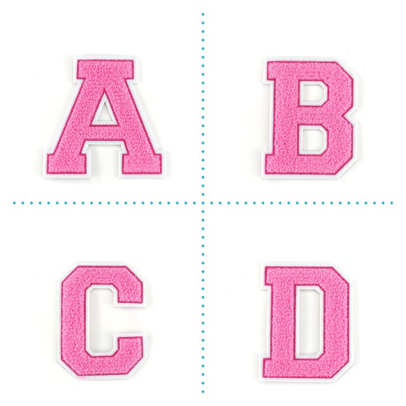 Terry Cloth Letter A-Z | Pink, White | 9.5 cm