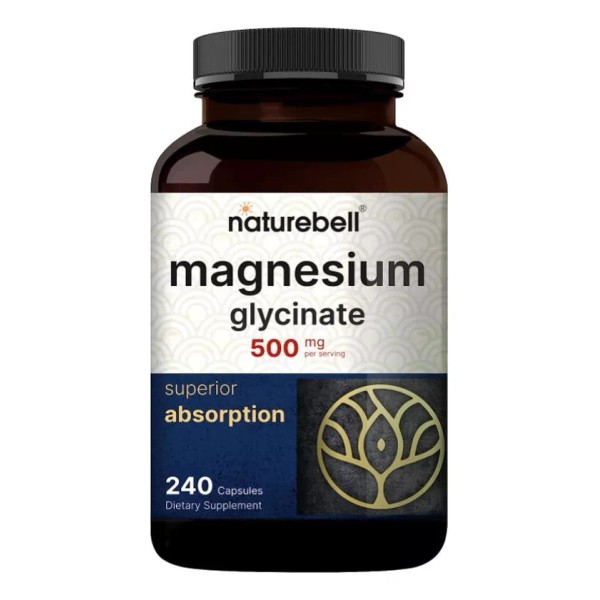 Naturebell Glicinato De Magnesio 500mg Naturebell 240 Caps Super Absorc Sabor Neutro