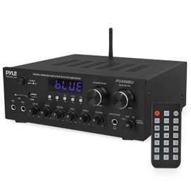 Pyle Stereo Amplifier Audio Receiver with Bluetooth Streaming, 200 Watt Peak, 2.0 Channel HiFi Sound System with MP3/USB/SD/FM Radio, RCA/Aux Inputs, Mic and Headphone Jacks, Rotary Vol Bass Treble