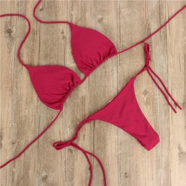2025 Women's Popular International Trade Bikini Top with Padded Support for Small Busts and Traditional T-Pants Women's M 100/Red 5ea