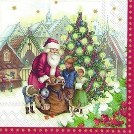 20 Napkins Santa Claus at the Christmas Market | Children | Winter | Christmas | Table Decoration 33 x 33 cm