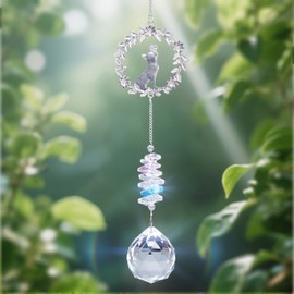 Toptime Dog Memorial Gifts, Pet Memorial Sun Catcher for Loss of Dog, 3D Puppy Wreath Relief Crystal Suncatcher with Paw Print Card, Hanging Rainbow Sun Catchers for Windows Garden Balcony Decor