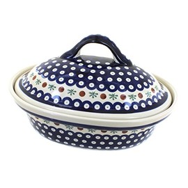 Blue Rose Polish Pottery Nature Roaster with Lid