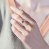 AOBOCO 925 Sterling Silver Created Sapphire Ring September Birthstone Adjustable