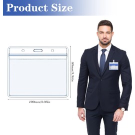 JUTOSU ID Card Holder, Employee ID Card Case, Card Protector, License Card, Student ID, Business Card, Exhibition, Events, Horizontal Type, Double-Sided, Name Badge Case, Neck Strap, Soft,