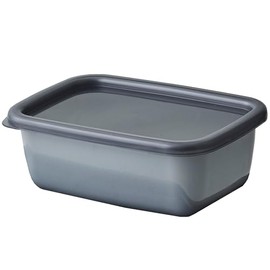 Nodahoro GRF-L Enameled Storage Container, Heat Resistant, Square Shape, Rectangular, Deep Type, Large Size, With Seal Lid, Visible Contents, Gray Series, Made in Japan