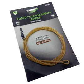 CARP ON - 1m/100cm 30lb CARP LEADER Line - Tungsten Infused Fluorocarbon Quick Link Swivel - Sinking Design - (Basic - Which includes Quick Link Swivel, Camo Brown) [37-9011]