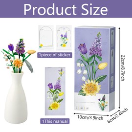 Bouquet Building Blocks Set, 534 Pieces DIY Artificial Flowers for Crafts, Flower Building Blocks Set, Flower Building Toy Sets, Artificial Building Blocks Bouquet for Adults, Children, Girls, Women