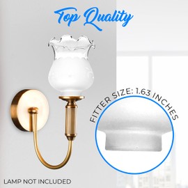 OhLectric Frosted Glass Lamp Shade - Hand Blown Etched Light Shade - Etched Grape Design - Features 1-5/8-Inch Fitter - Replacement Shade for Outdated Or Broken Glassware - Easy to Fix - OL-39162