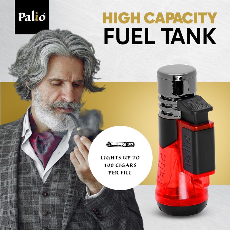 Palió Siena Single Jet-Flame Refillable Butane Torch Lighter, Red |