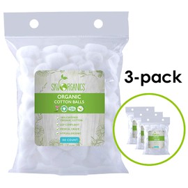 Cotton Balls Organic by Sky Organics (300 ct. 3x100), Fragrance & Chlorine-Free Cotton Balls, 100% Biodegradable Jumbo Absorbent Jumbo Cotton Balls, Cruelty-Free Cotton for Nail & Make-up Removal