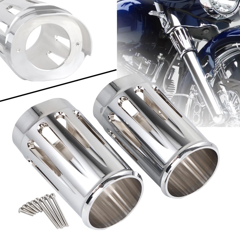 Unbranded Chrome Fork Boot Slider Cover Cow Bell For Harley