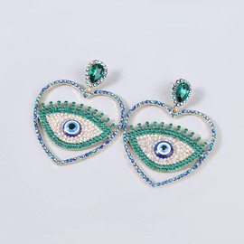 Tear Eye Earrings, Heart Evil Eye Dangle Earrings for Women, Bohemian Pearl Eye Earrings, Sparkling Eye Statement Earrings, Evil Eye Boho Jewellery, Love Heart Eye Drop Earrings for Girls, Zinc