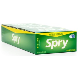 Spry Fresh Natural Xylitol Chewing Gum Dental Defense System - Aspartame-Free, Sugar-Free, Non-GMO, Gluten-Free (Spearmint, 10 Count Blister Cards - Pack of 20)