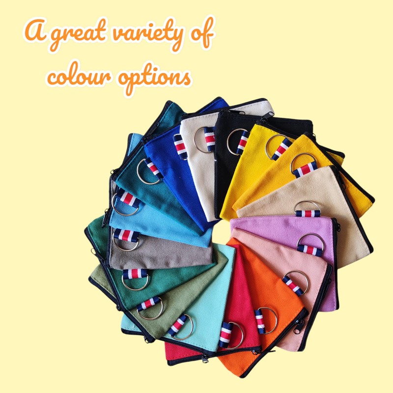 NUTFORD Canvas Coin Purse Pouch Bag Plain Colour Multiple Choices
