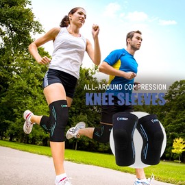 NeoAlly® - Sports Knee Sleeves, Versatile Knee Braces to Deter Knee Injury and Pain, Non-Slip Knee Support for Men and Women, Black & Blue, Small