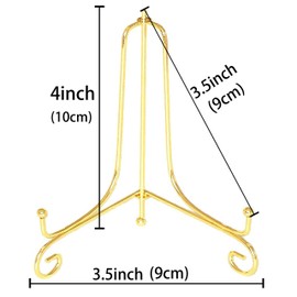Artliving (2 Pack 4" Iron Display Stand, Gold Small Iron Easel Plate Display Photo Holder Stand, Displays Card,Cookie, Decorative Plates,Artwork
