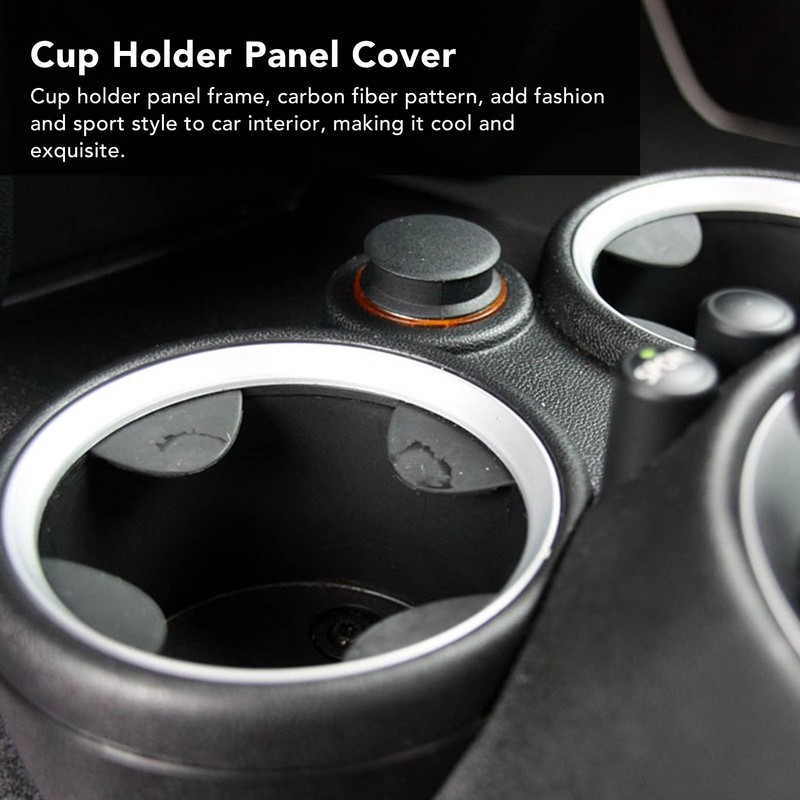 2Pcs Cup Holder Panel Cover Carbon Fiber Pattern Anti Scratch
