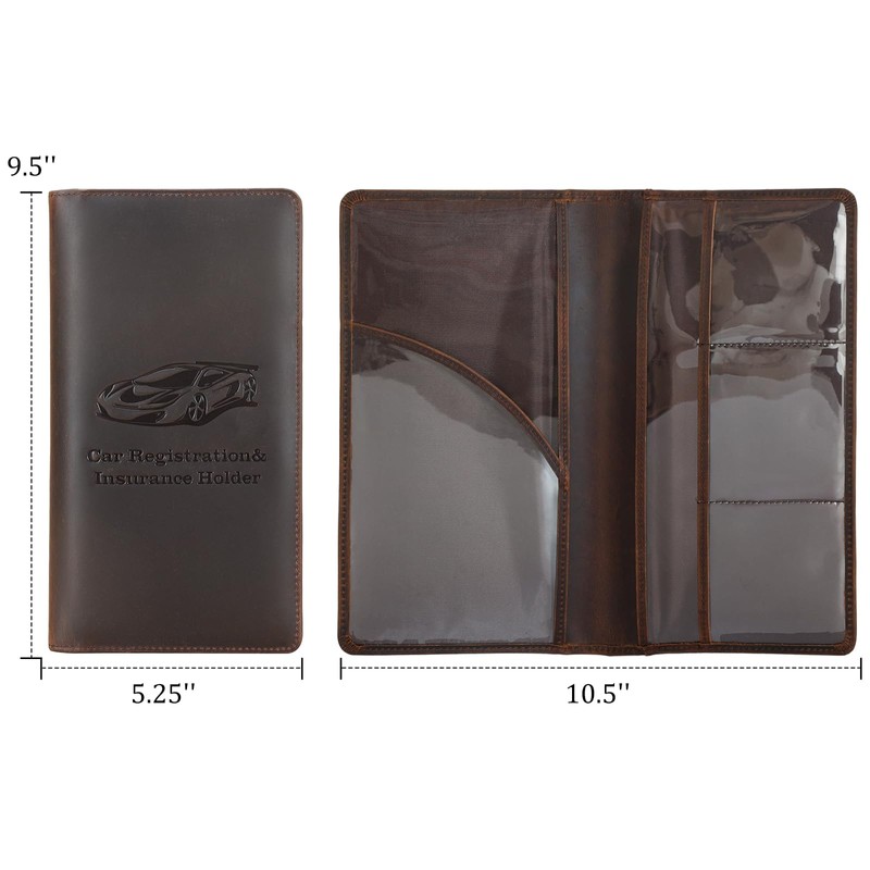 Polare Vintage Full Grain Leather Car Registration and Insurance Card