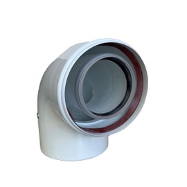 Uzman-Versand, 90° Concentric Air/Exhaust Elbow Diameter 80/125 mm, Inner Plastic PP/Outer Pipe Plastic PP DN 80/125 Bend, Angle, Exhaust Pipe Exhaust System Double Pipe, Exhaust Pipe, Exhaust Pipe,