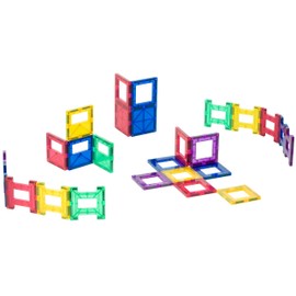 Playmags 24 Pcs Colorful Tile Set for Kids - Unique Award-Winning Stronger Magnet Building Tiles for Kids, Creativity and Educational Magnetic Tiles For Kids, STEM Approved (24 pc)