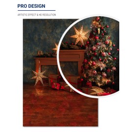 Allenjoy 5x7ft Vinyl Vintage Christmas Tree Backdrop Rustic Wall Sparkle Stars Winter Holiday Xmas Photography Background for Portrait Pictures Family Party Decorations Photo Booth Studio Props