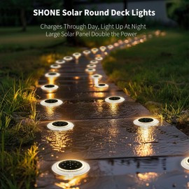 SHONELIGHTING Solar Deck Lights, Crazy 48 LEDs Super Bright, Car Weight Bearing Driveway Light, IP67 Waterproof for Outdoor Pool, Ground, Dock, Low Profile Anti-Trip&Slip for Step (Warm White, 2Pack)