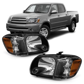 AXLAHA Headlight Assembly for 2005 2006 2007 Toyota,Compatible with 2005-2006 Toyota Tundra/2005-2007 Sequoia Headlamp Black Housing Driver and Passenger Side(W/O Bulbs)