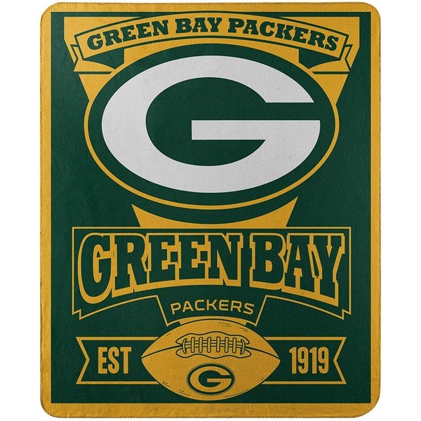 Northwest NFL Green Bay Packers Unisex-Adult Fleece Throw Blanket, 50" x 60", Marque